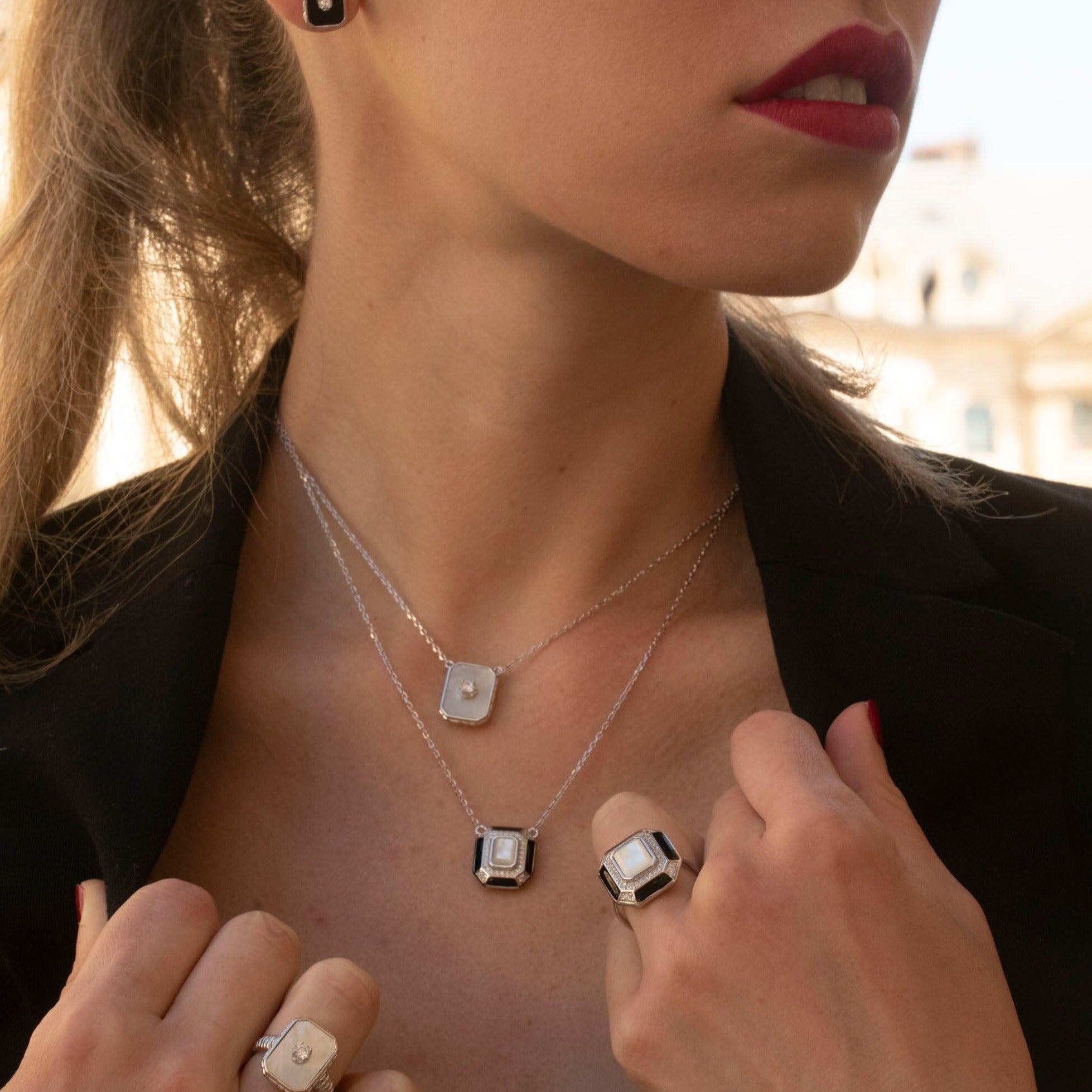 Retro - Mother-of-pearl necklace