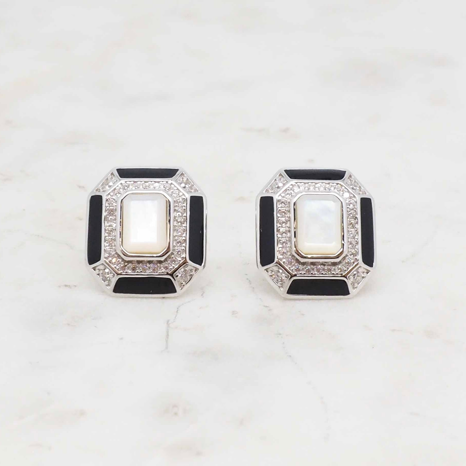 Retro - Mother-of-pearl earrings